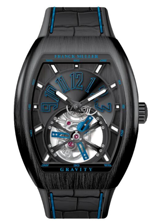 Buy Franck Muller Vanguard Gravity Tourbillon Brushed Black Titanium - Blue Replica Watch for sale Cheap Price V 41 T GRAVITY CS NR BR (BL) (TT) (NR NR BL)